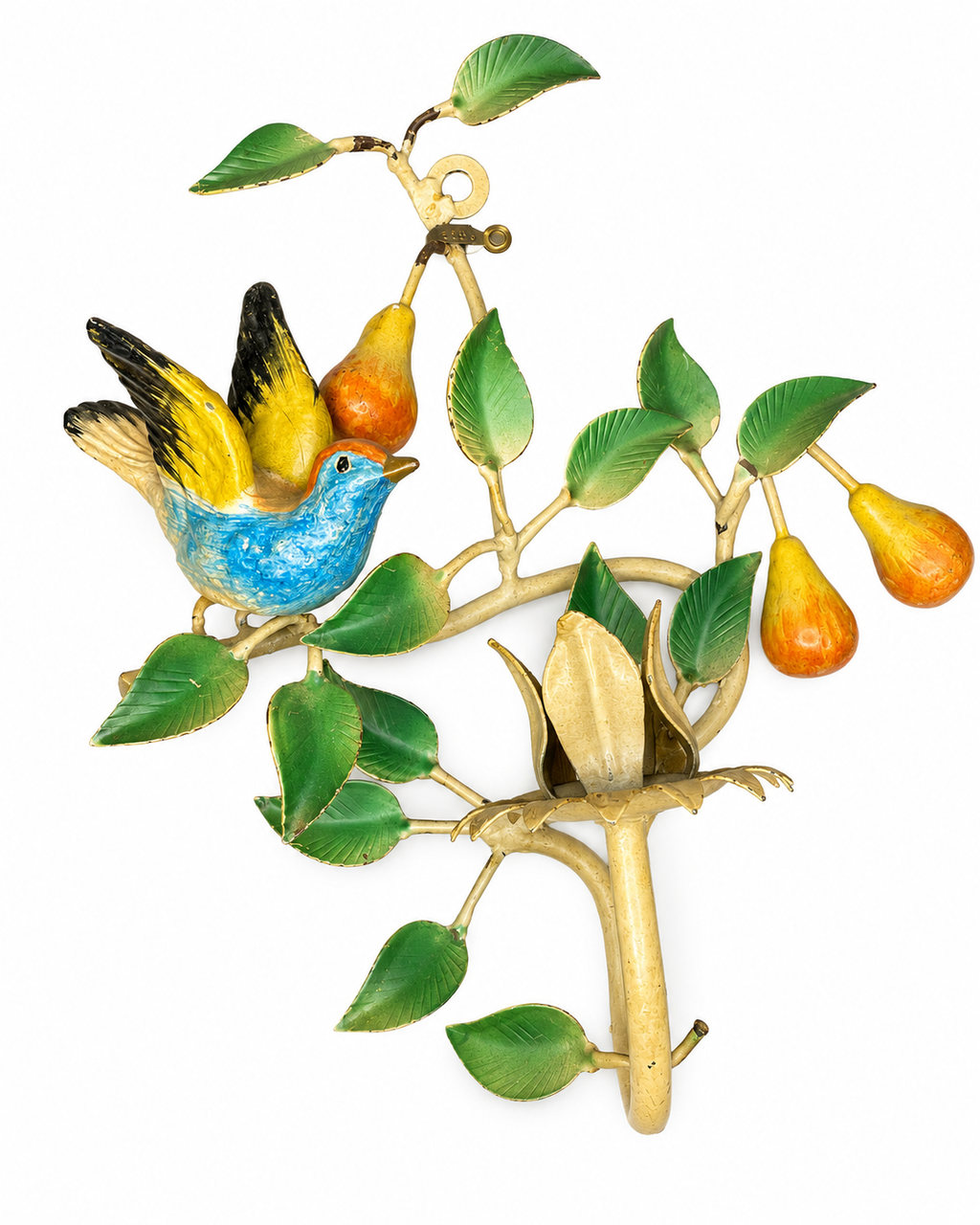 Pair of Italian Tole Bird Wall Sconces, c. 1940