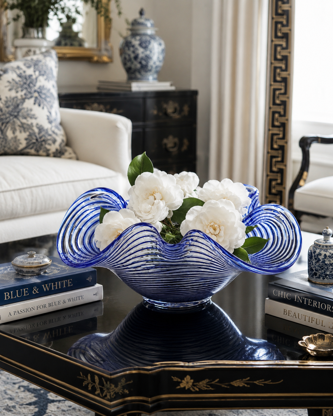 Turkish Cobalt Blue Handblown Glass Bowl