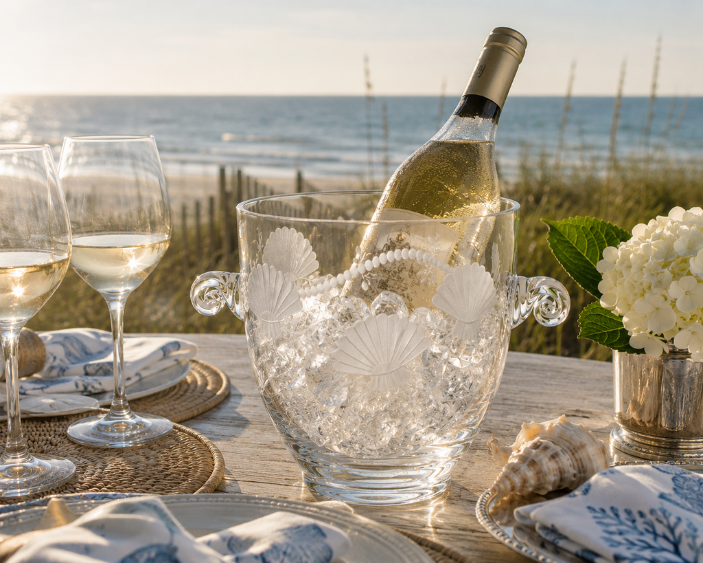 Harrach Glass Champagne Chiller with Shell Etching