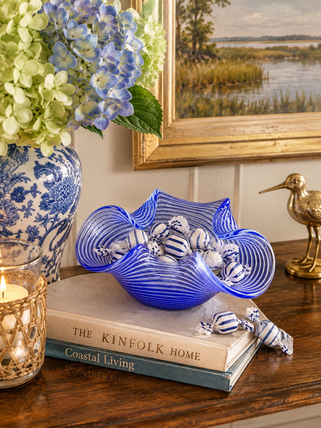 Turkish Cobalt Blue Handblown Glass Bowl