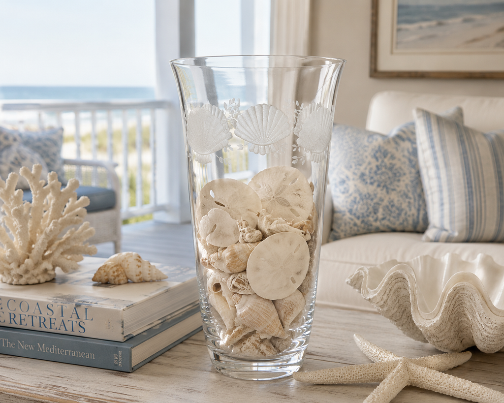 Harrach Glass Shell-Etched Vase
