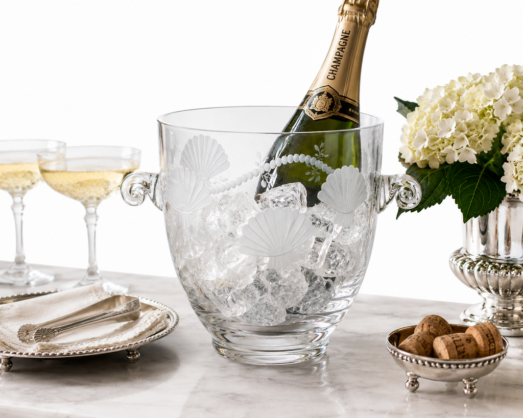 Harrach Glass Champagne Chiller with Shell Etching