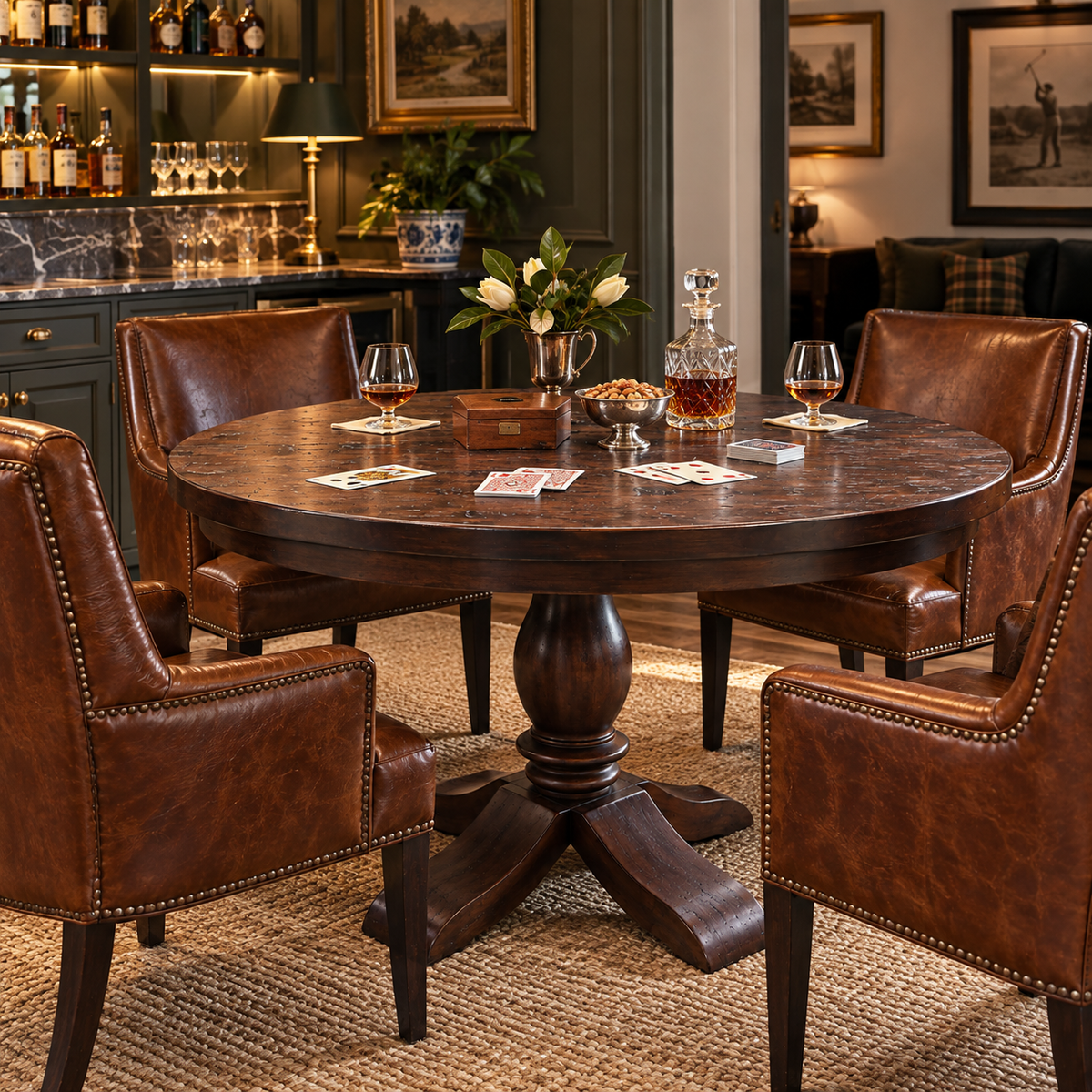 Round Distressed Dining Table