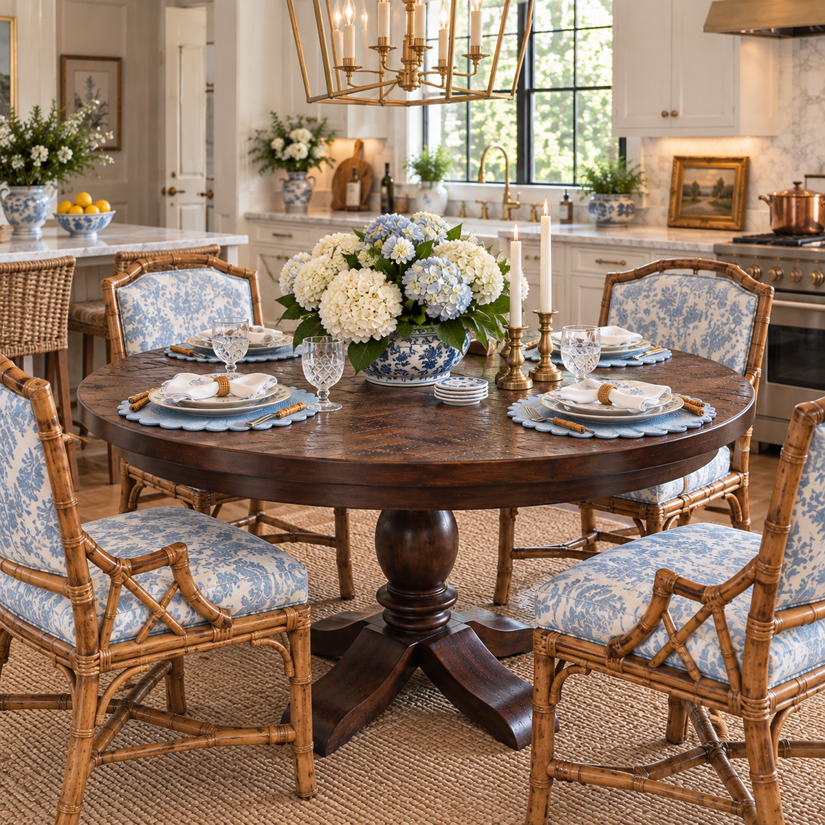 Round Distressed Dining Table