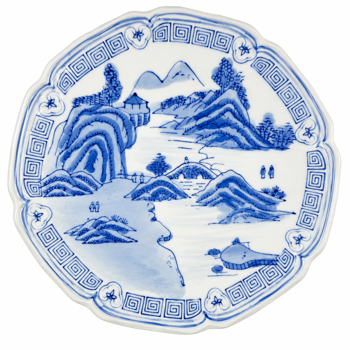 Set of Four Blue & White Porcelain Plates