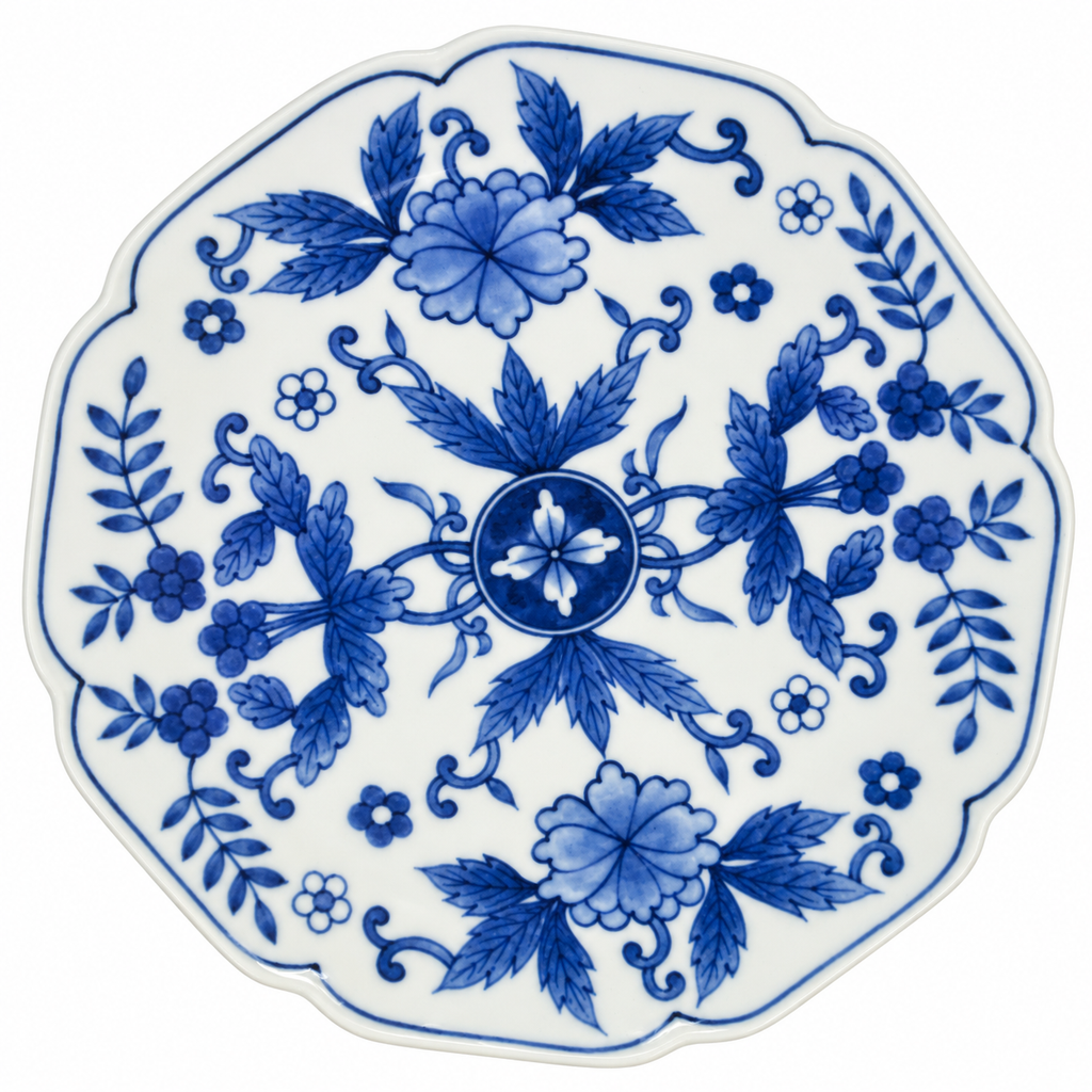 Set of Four Blue & White Porcelain Plates