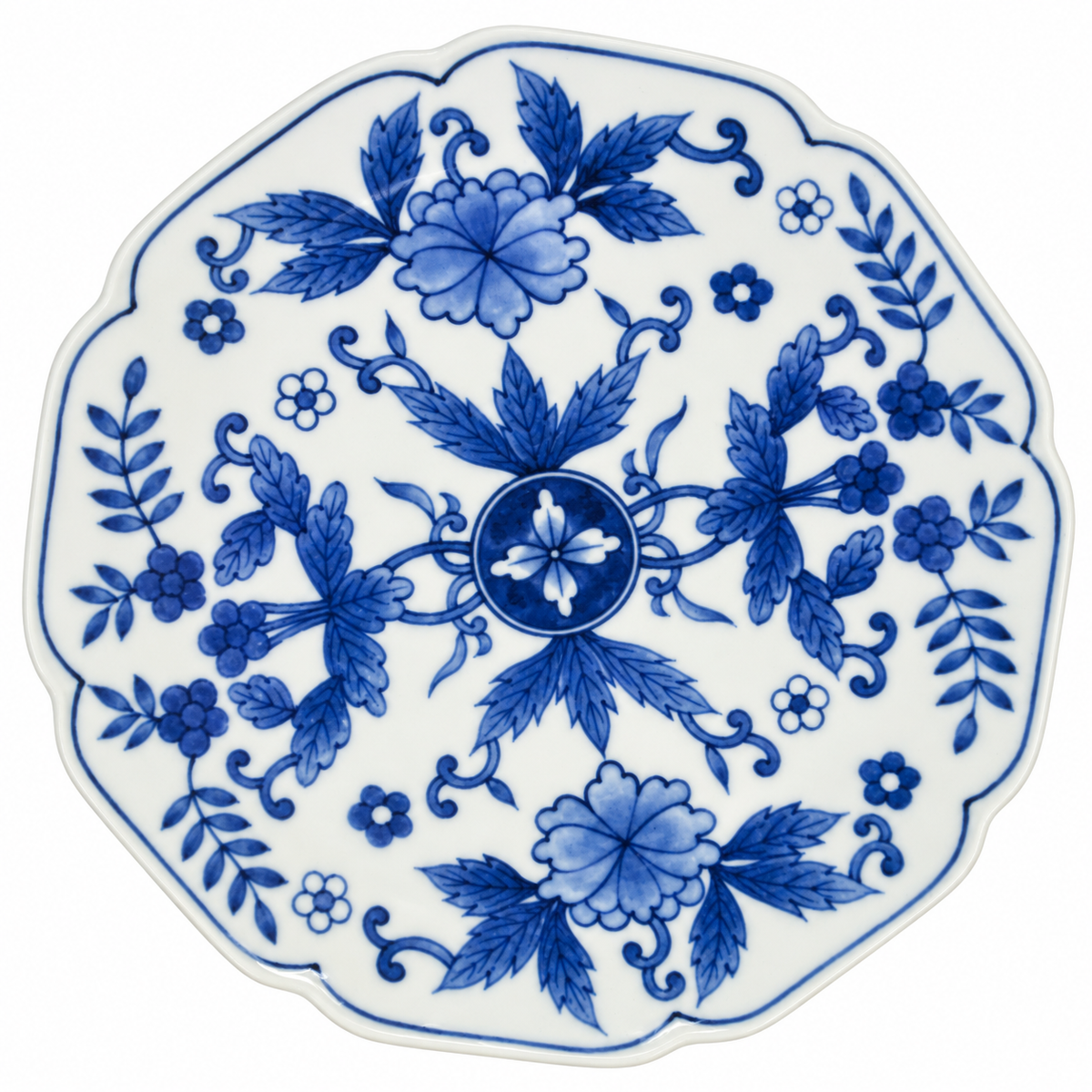 Set of Four Blue & White Porcelain Plates