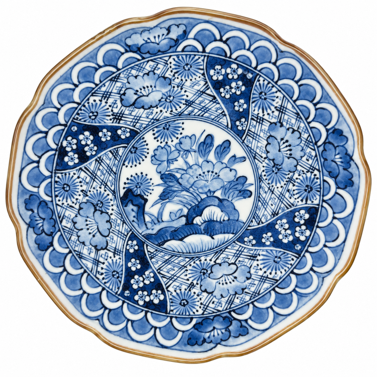 Set of Four Blue & White Porcelain Plates