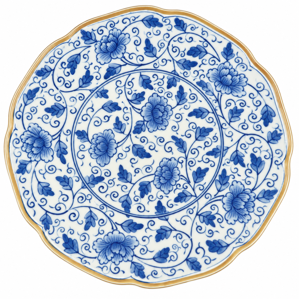 Set of Four Blue & White Porcelain Plates