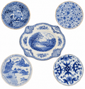 Set of Four Blue & White Porcelain Plates