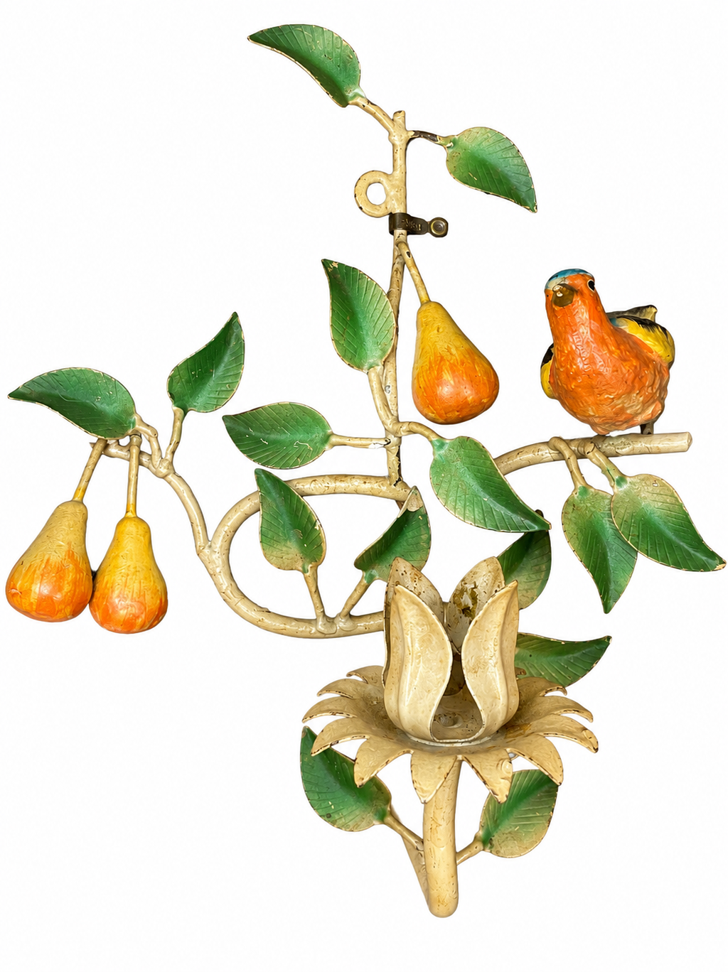 Pair of Italian Tole Bird Wall Sconces, c. 1940
