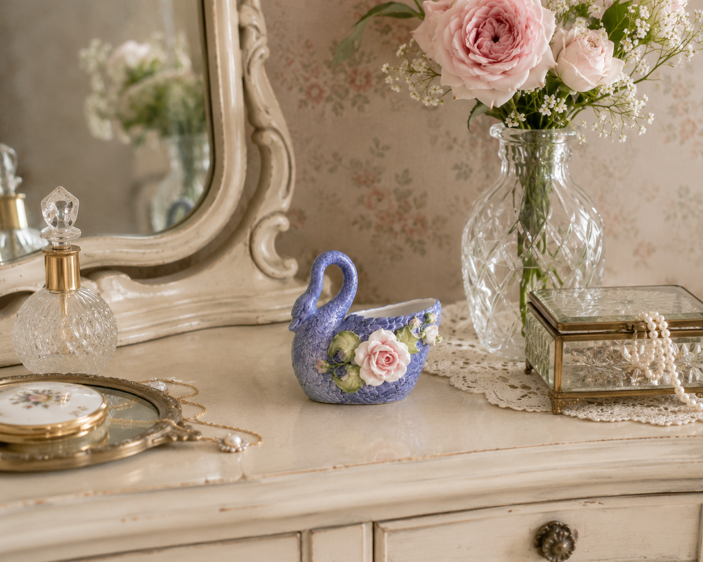 German Capodimonte-Style Porcelain Swan