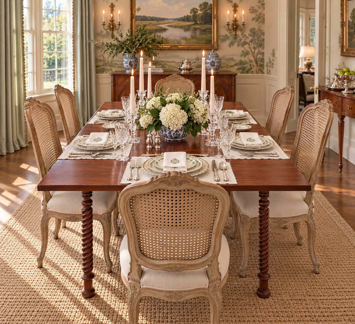 Mahogany Barley Twist Dining Table